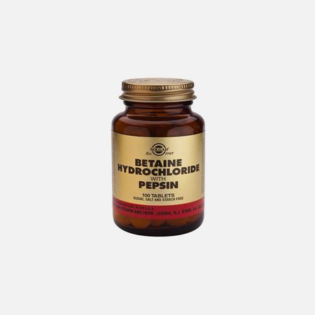 Betain Hydrocloride With Pepsin – 100 Comprimidos – Solgar
