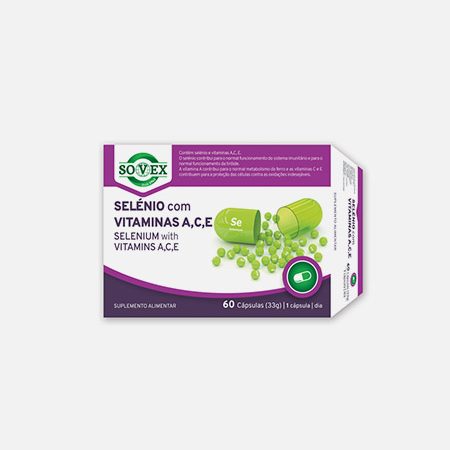 Selénio Com Vitaminas A, C e E – 60 cápsulas – Sovex