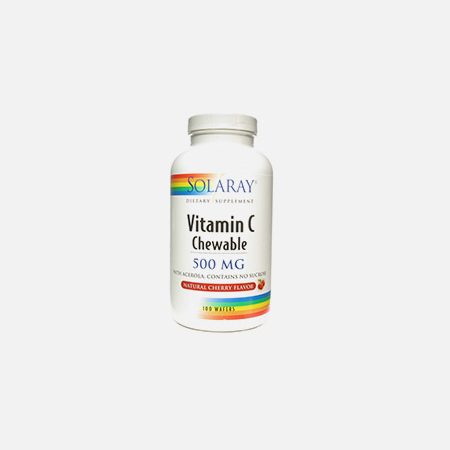 Vitamina C 500 mg sabor cereja – 100 comprimidos – Solaray