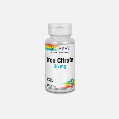Ferro Iron Citrate 25 mg – 60 cápsulas – Solaray