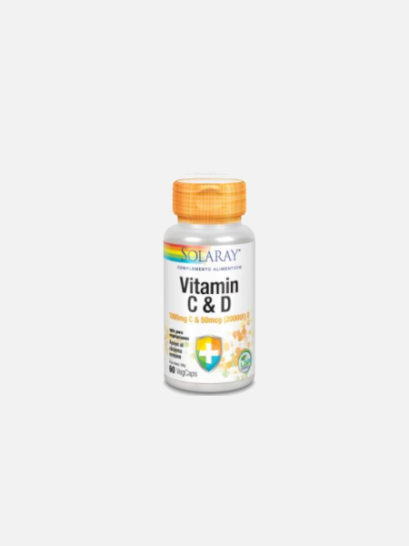 Vitamina C 1000mg + Vitamina D 2000UI - 60 cápsulas - Solaray