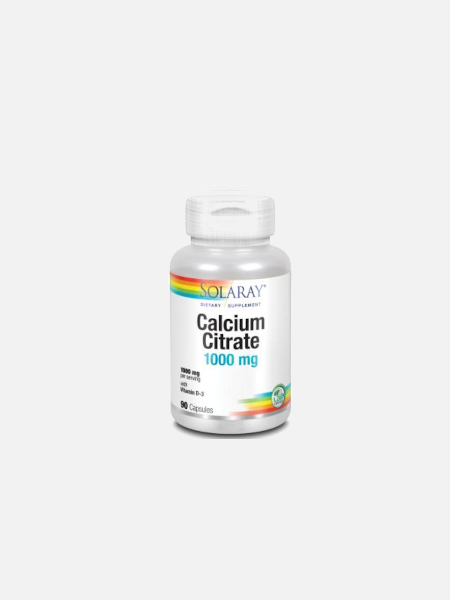 Cálcio Citrato 1000mg - 90 cápsulas - Solaray