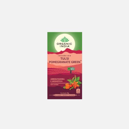 Infusão Bio tulsi pomegranate green – 25 saquetas – Organic India