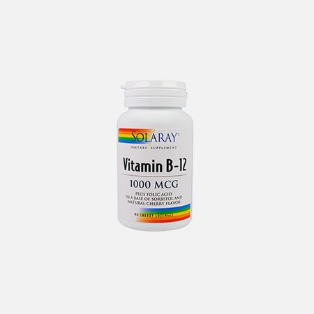 Vitamina B12 com ácido fólico – 90 comprimidos – Solaray