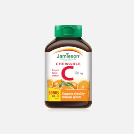 Vitamina C – 500 mg – Sabor Laranja – 100 Comprimidos Mastigáveis – Jamieson