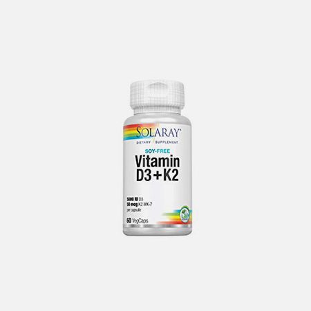 Vitamina D3+K2 (MK-7) – 60 cápsulas – Solaray