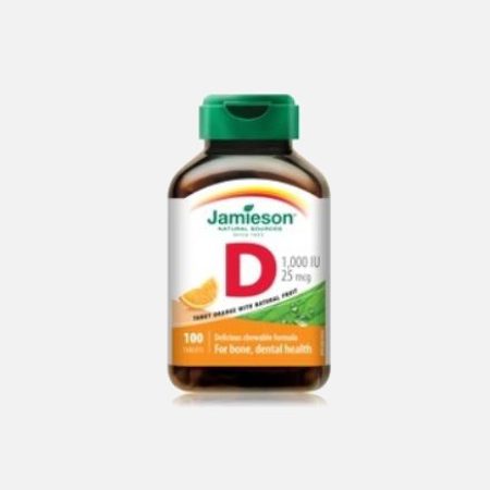 Vitamina D 1000 UI 25 mcg – 100 Comprimidos Mastigáveis – Jamieson