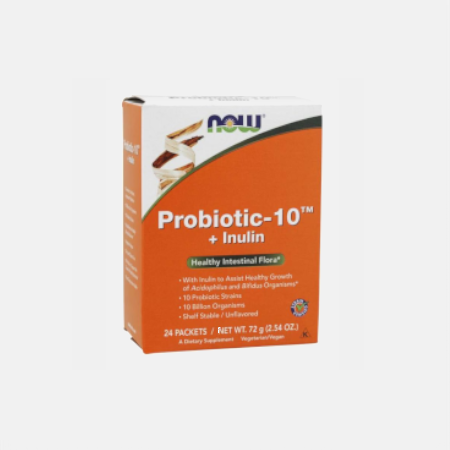 Próbiotico 10 + Inulina – 24 saquetas – Now