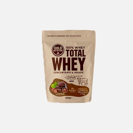 Total Whey sabor Chocolate-Avelã – 260g – Gold Nutrition