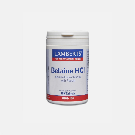 Betaina (HCI 324 mg / PEPSINA 5 mg) – 180 comprimidos – Lamberts