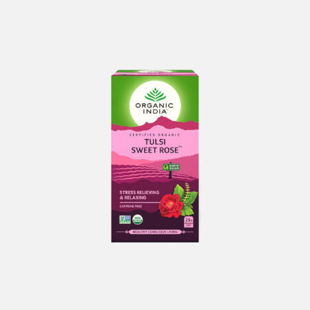 Infusão Tulsi Sweet Rose – 25 saquetas – Organic India