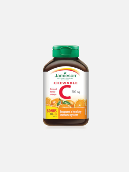 Vitamina C - 500 mg - Sabor Laranja - 100 Comprimidos Mastigáveis - Jamieson