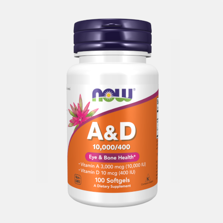 Vitamin A & D 10000/400 IU – 100 cápsulas – Now