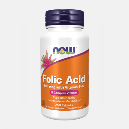 Folic Acid 800mcg – 250 comprimidos – Now