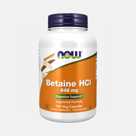 Betaine HCl 648 mg – 120 cápsulas – Now