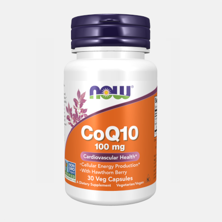 CoQ10 100mg (Com bagas Espinheiro Alvar) – 30 cápsulas – Now