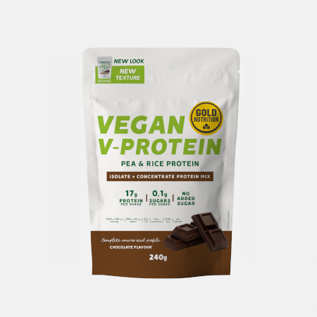 Vegan V-Protein Chocolate – 240g – Gold Nutrition