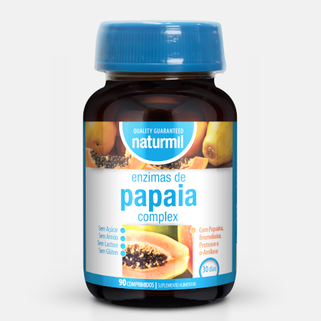 Enzimas de Papaia Complex – 90 comprimidos – Naturmil
