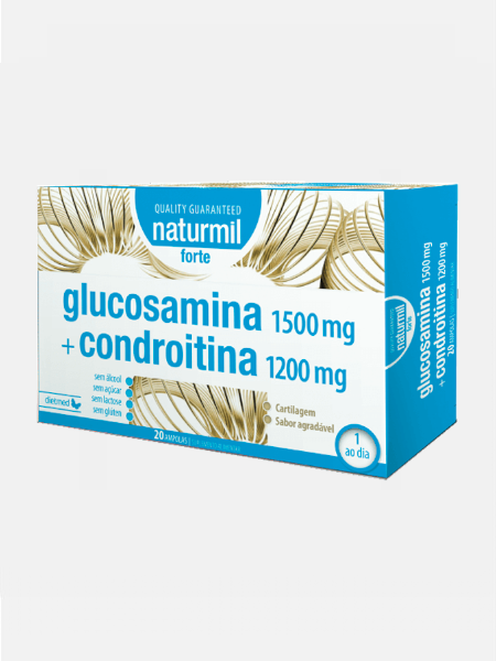 Glucosamina 1500mg + Condroitina 1200mg Forte - 20 ampolas - Naturmil