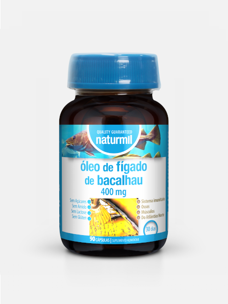 Óleo de Fígado de Bacalhau 400 mg - 90 cápsulas - Naturmil