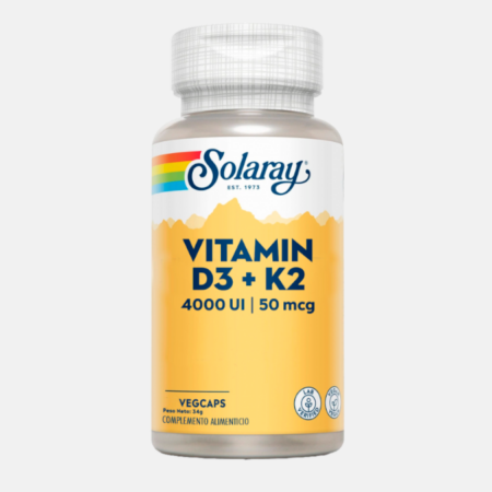 Vitamin D3 4000 + K2 50 mcg – 120 cápsulas – Solaray