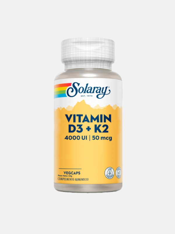 Vitamin D3 4000 + K2 50 mcg - 120 cápsulas - Solaray