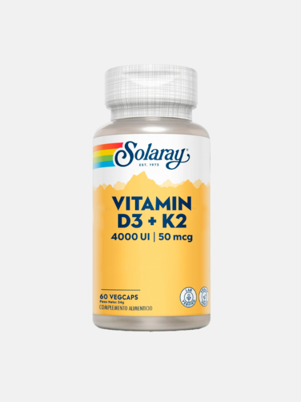 Vitamin D3 4000 + K2 50mcg - 60 cápsulas - Solaray