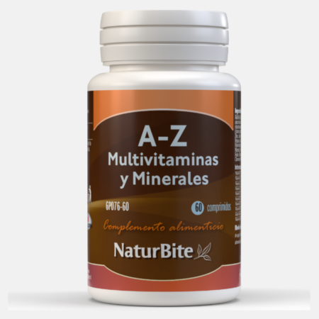 A-Z Multivitaminas e Minerais – 60 comprimidos – NaturBite