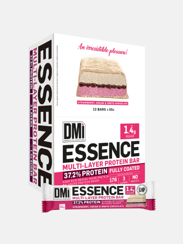 P-Essence Multi-layer Protein bar Strawberry, cream & white chocolate - 12x55g - DMI Nutrition