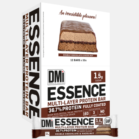 P-Essence Multi-layer Protein bar Double chocolate & hazelnut – 12x55g – DMI Nutrition