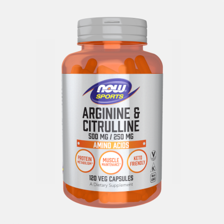 Arginine & Citrulline 500mg – 120 cápsulas – Now