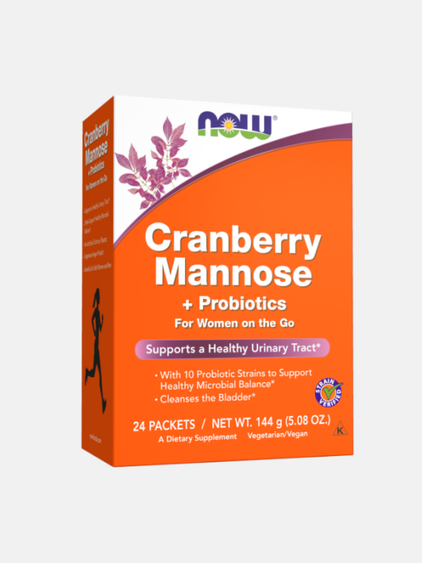 Cranberry Mannose + Probiotics - 24 saquetas - Now