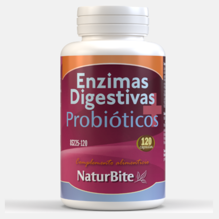 Enzimas Digestivas com Probióticos – 120 cápsulas – NaturBite