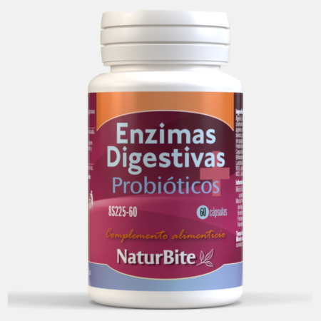 Enzimas Digestivas com Probióticos – 60 cápsulas – NaturBite