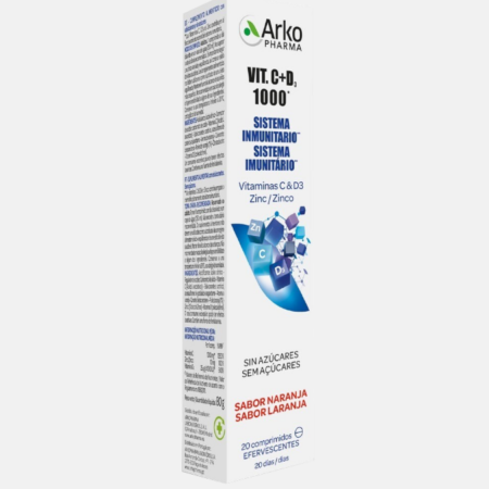Arkovital Vit. C + D3 + Zinco – 20 comprimidos efervescentes – ARKOPHARMA