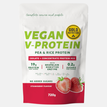 Vegan V-Protein Morango – 720g – Gold Nutrition