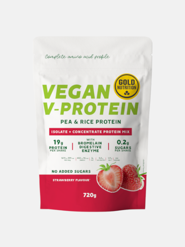 Vegan V-Protein Morango - 720g - Gold Nutrition