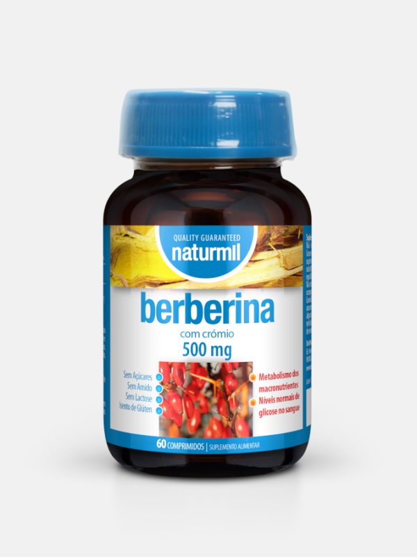 Berberina 500mg com crómio - 60 comprimidos - Naturmil