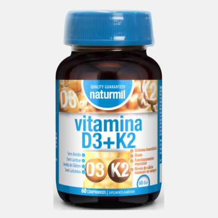 Vitamina D3 + K2 – 60 comprimidos – Naturmil