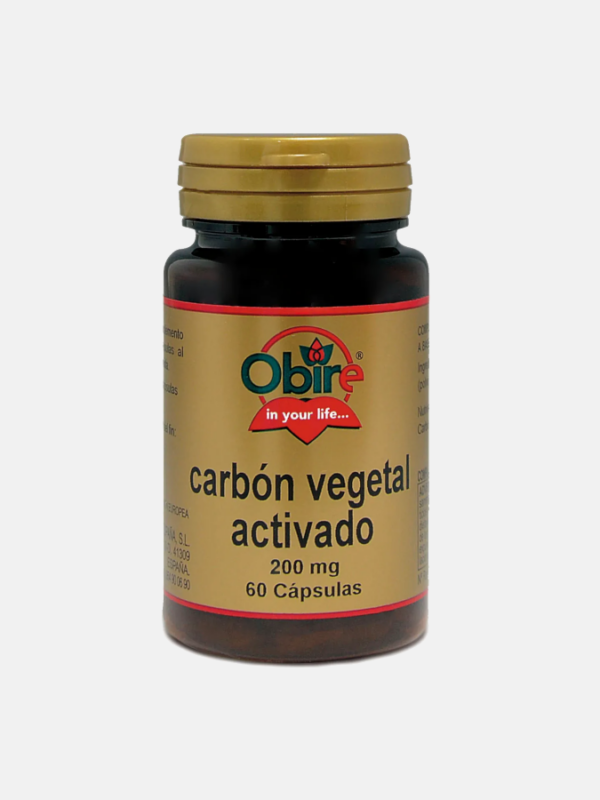 Carvão vegetal ativado 200mg - 60 cápsulas - Obire