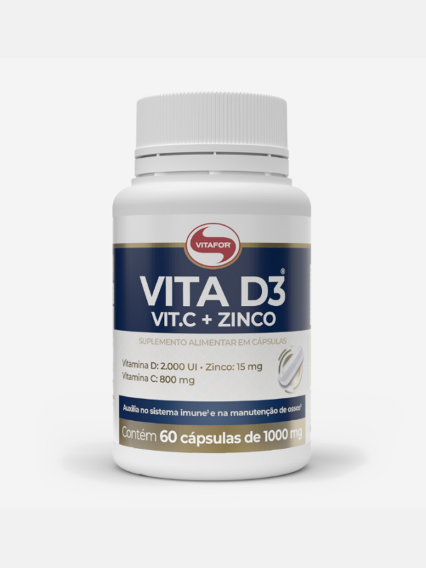 Vitamina D3 + C + Zinco - 60 cápsulas - Vitafor
