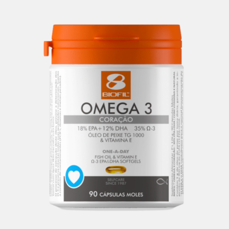 Omega 3 Coração 18% EPA + 12% DHA – 90 cápsulas – BioFil