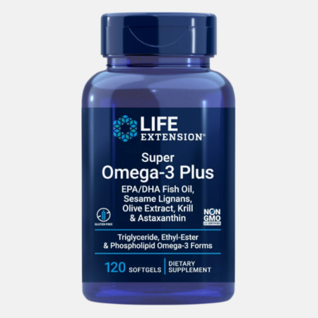 Super Omega-3 Plus EPA/DHA with Sesame Lignans, Olive Extract, Krill & Astaxanthin – 120 softgels – Life Extension