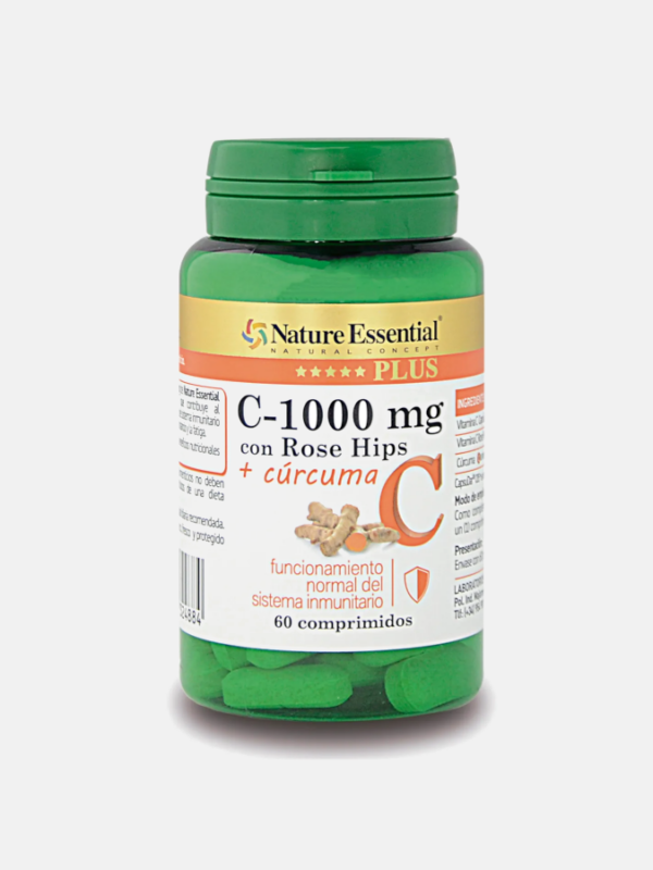 Vitamina C 1000mg Rose hips + Curcuma - 60 comprimidos - Nature Essential