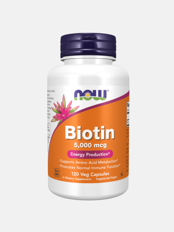 Biotin (vitamina H) 5000mcg - 120 cápsulas - Now