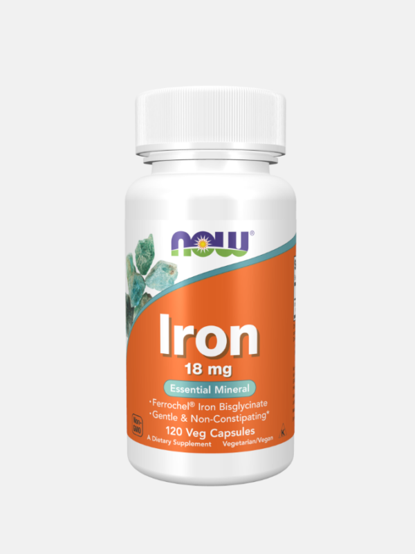 Iron 18 mg - 120 veg cápsulas - Now