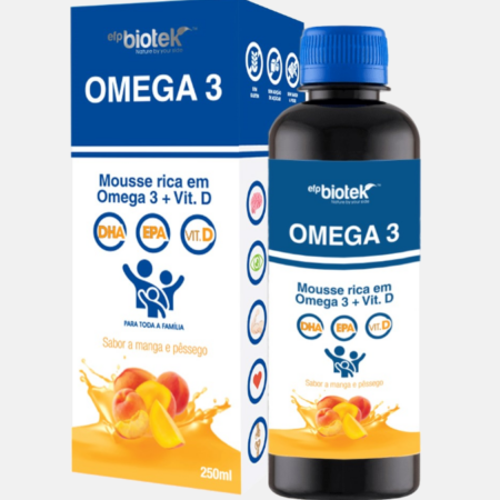 Mousse Omega 3 xarope manga e pêssego – 250 ml – EFPBiotek