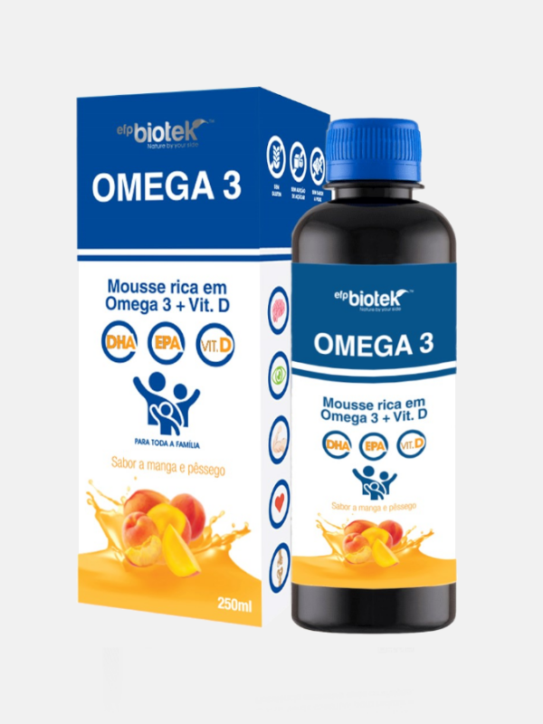 Mousse Omega 3 xarope manga e pêssego - 250 ml - EFPBiotek