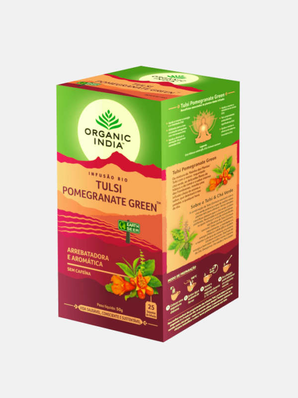 Infusão Bio Tulsi Pomegranate Green Tea - 25 saquetas - Organic India