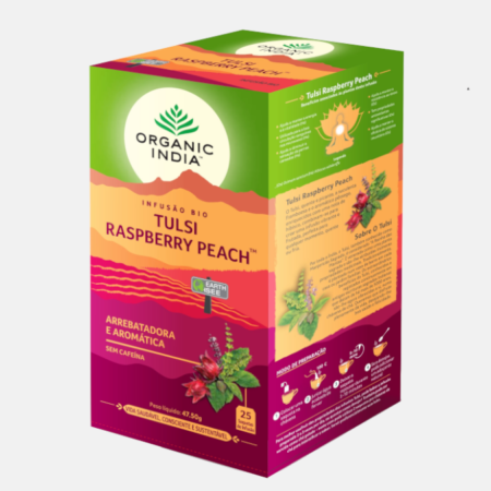 Infusão Bio Tulsi Raspberry Peach – 25 saquetas – Organic India